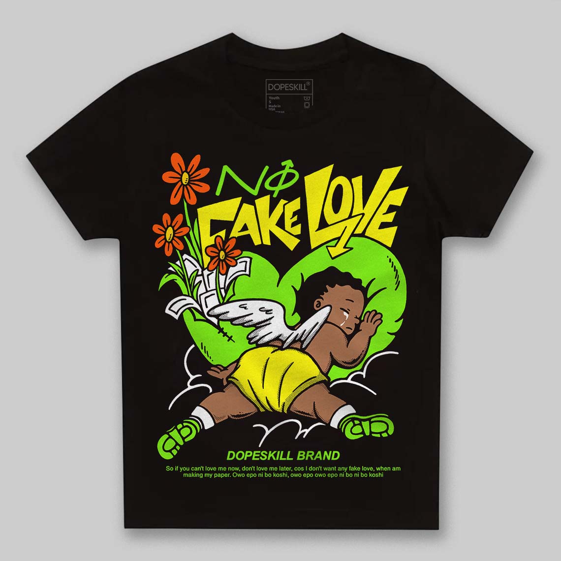 Neon Green Collection DopeSkill Toddler Kids T-shirt No Fake Love Graphic