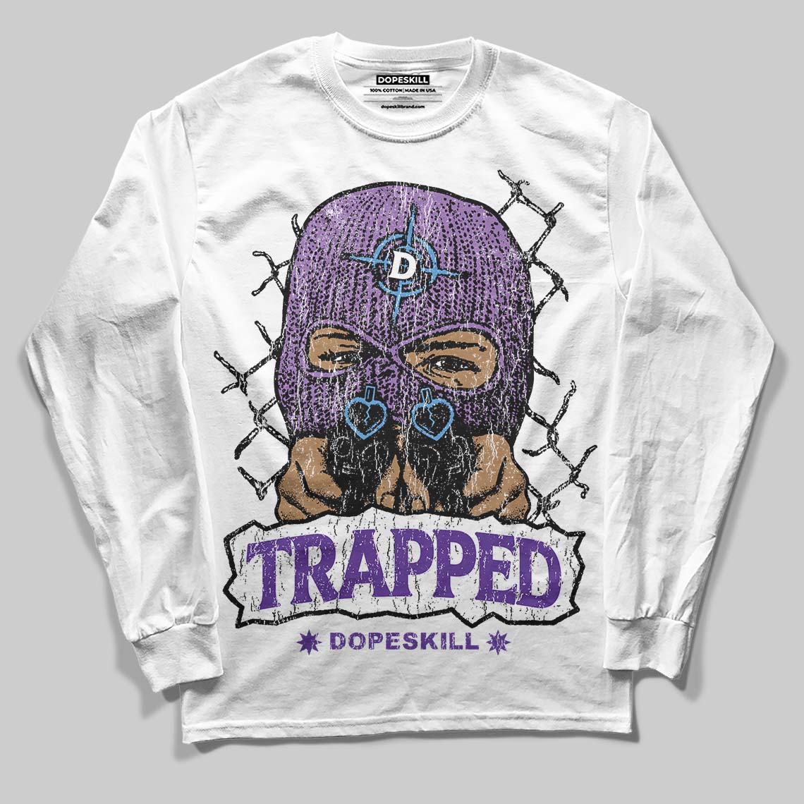 PURPLE Collection DopeSkill Long Sleeve T-Shirt New Trapped Graphic