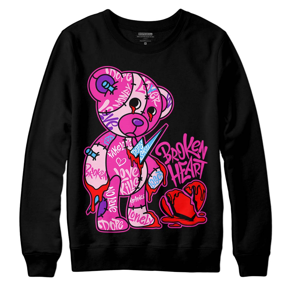 Pink Collection DopeSkill Sweatshirt Broken Heart Graphic