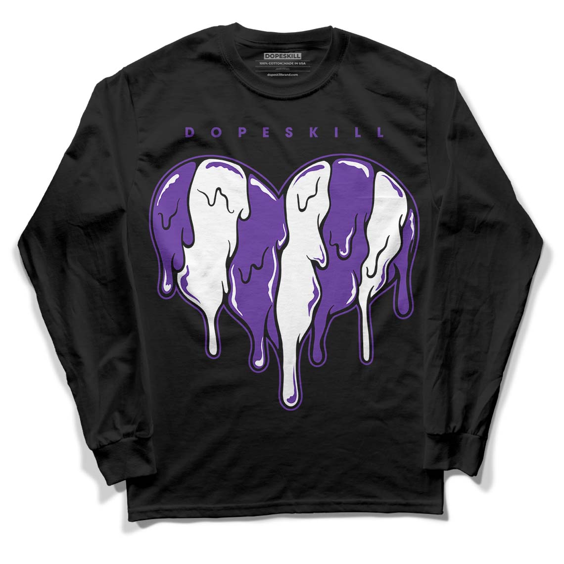 PURPLE Collection DopeSkill Long Sleeve T-Shirt Slime Drip Heart Graphic