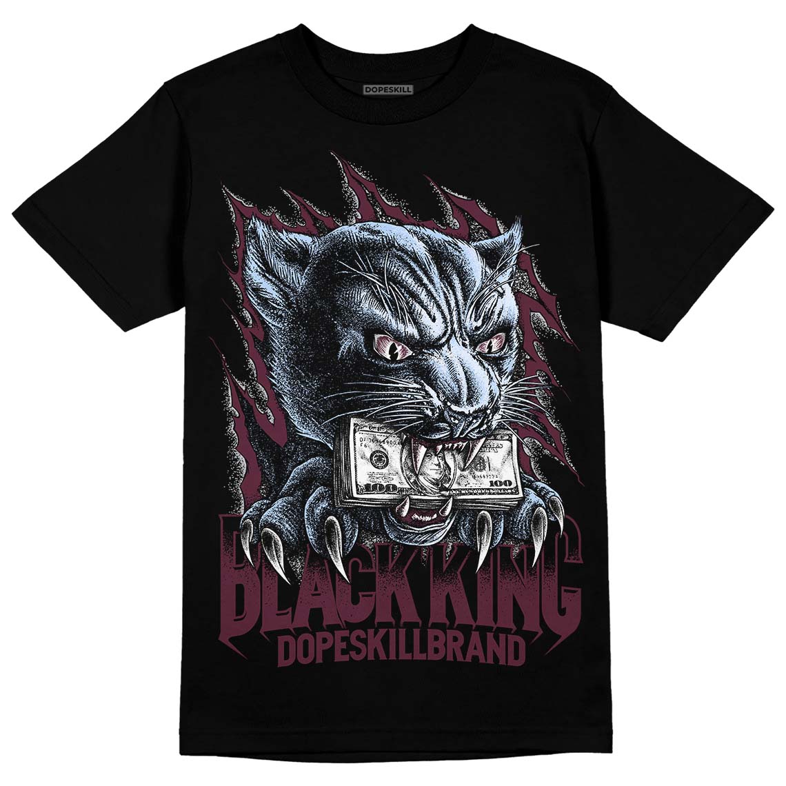 Burgundy 5s DopeSkill T-Shirt Black King Graphic