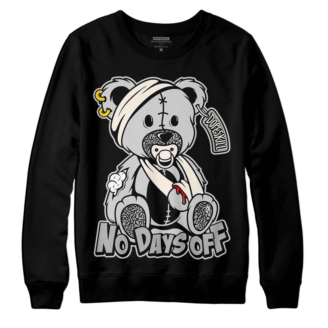 Off Noir 3s DopeSkill Sweatshirt Hurt Bear Graphic