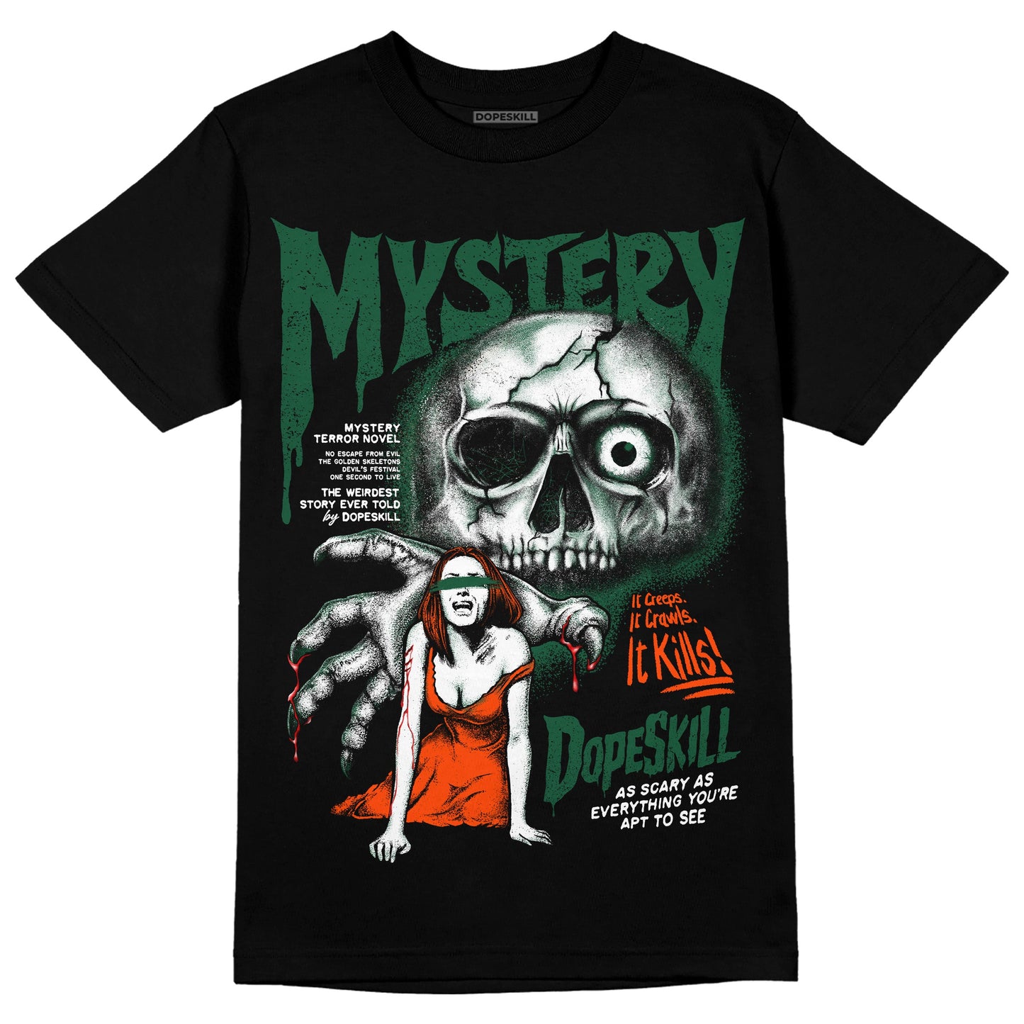 Dunk Low Team Dark Green Orange DopeSkill T-Shirt Mystery Ghostly Grasp Graphic
