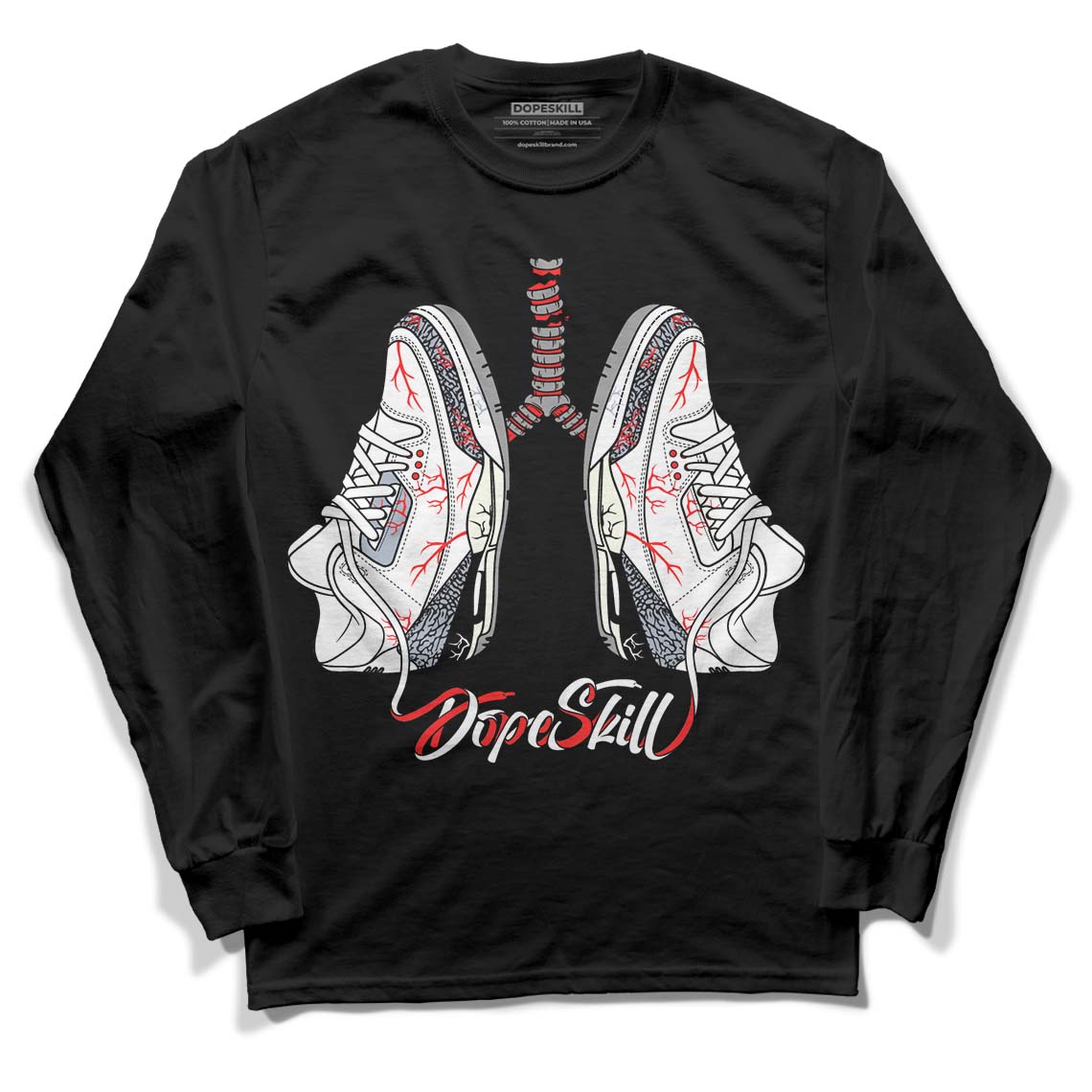 White Cement Reimagined 3s DopeSkill Long Sleeve T-Shirt Breathe Graphic