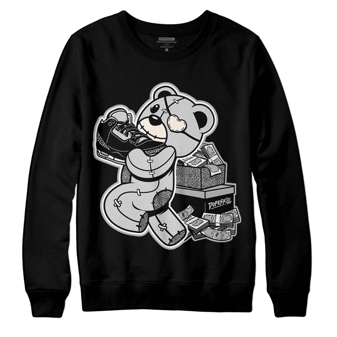 Off Noir 3s DopeSkill Sweatshirt Bear Steals Sneaker Graphic