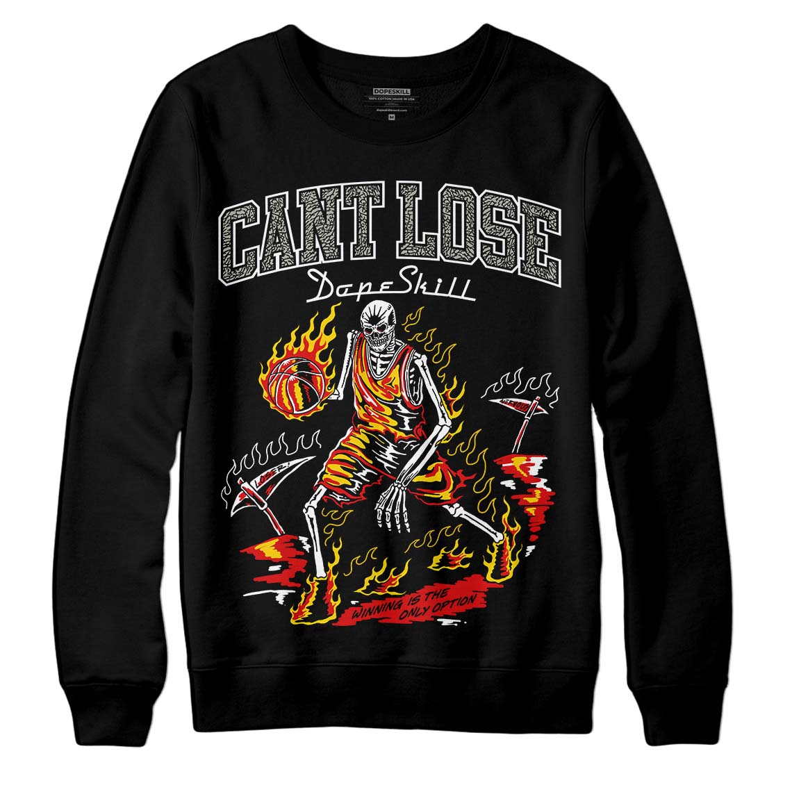 Fire Red 3s DopeSkill Sweatshirt Cant Lose Graphic