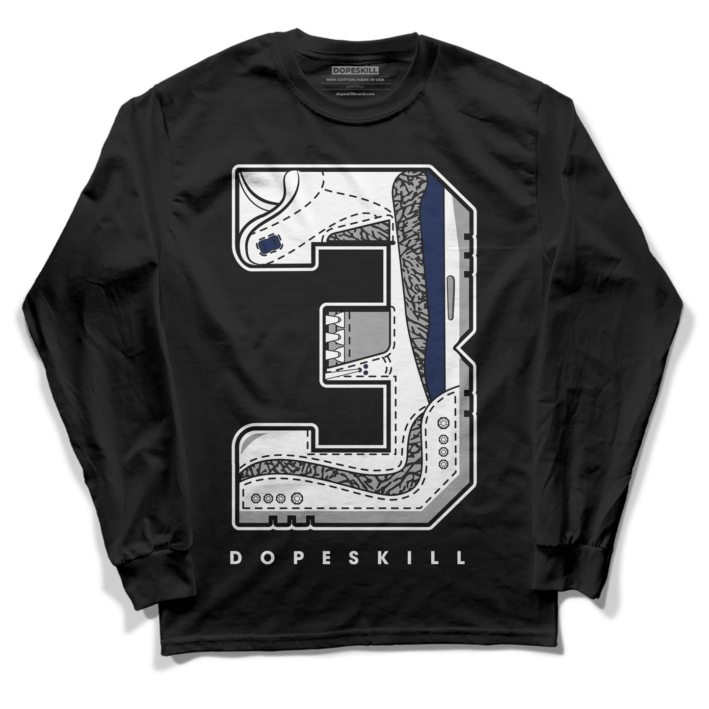 Midnight Navy 3s DopeSkill Long Sleeve T-Shirt No.3 Graphic