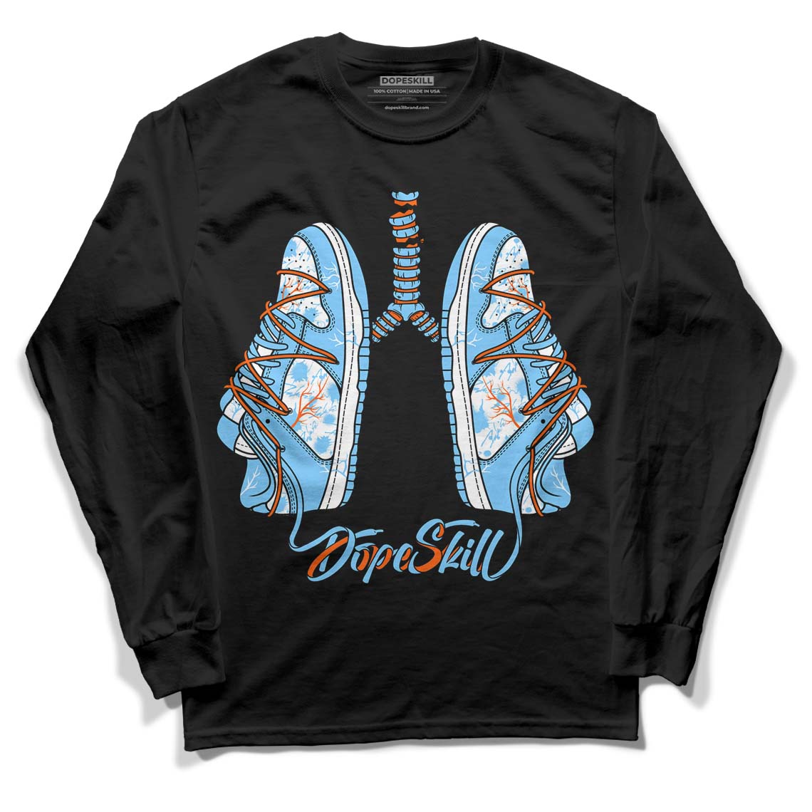 Dunk Low Futura University Blue DopeSkill Long Sleeve T-Shirt Breathe Graphic