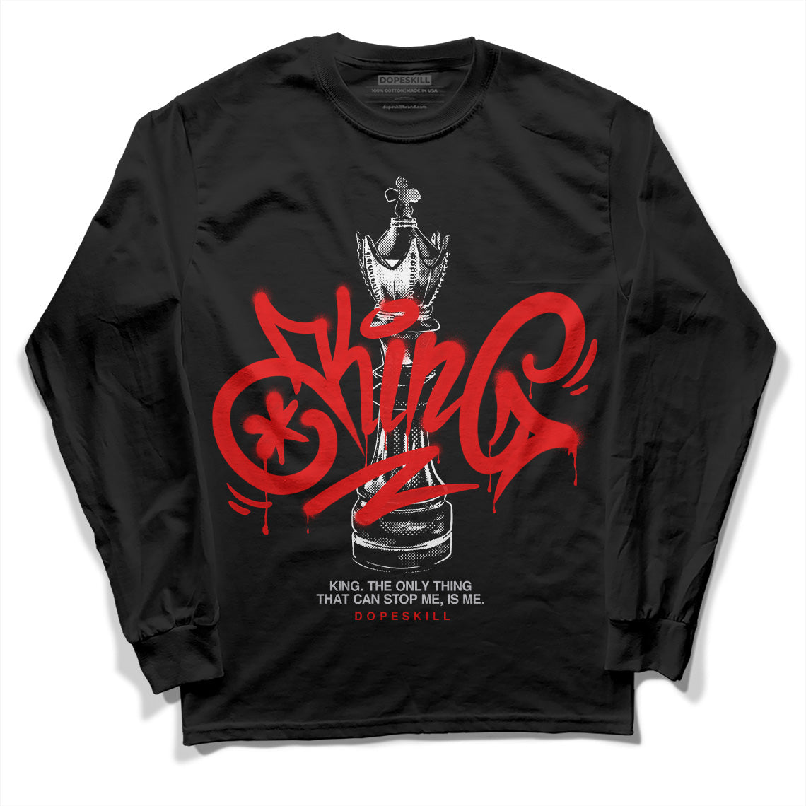 Red Cement 4S DopeSkill Long Sleeve T-Shirt King Chess Graphic