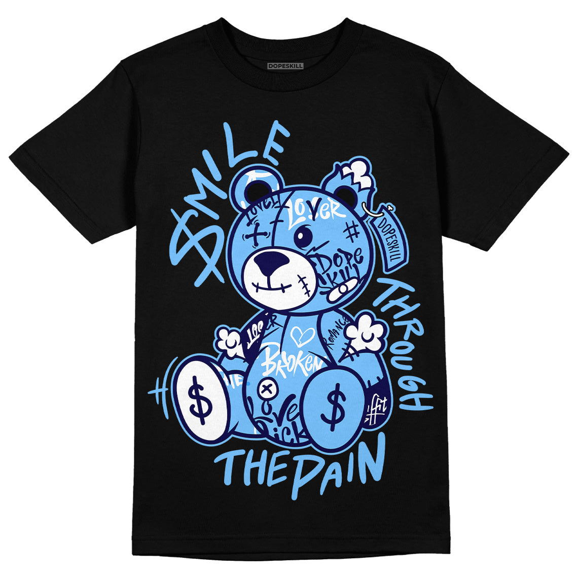 AJ 6 University Blue DopeSkill T-Shirt Smile Through The Pain Graphic