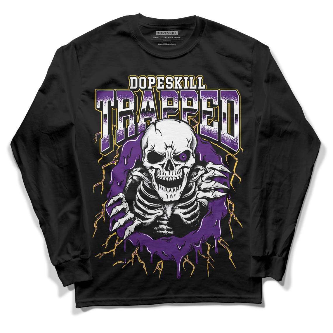 Field Purple 12s DopeSkill Long Sleeve T-Shirt Trapped Halloween Graphic