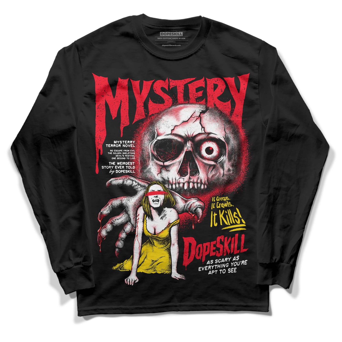 Red Thunder 4s DopeSkill Long Sleeve T-Shirt Mystery Ghostly Grasp Graphic