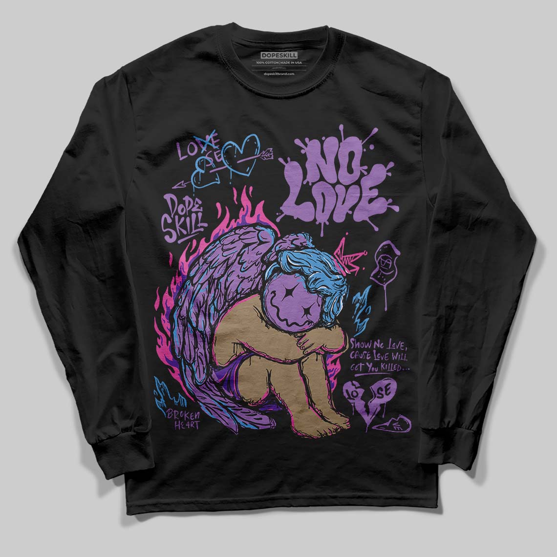 PURPLE Collection DopeSkill Long Sleeve T-Shirt No Love Graphic