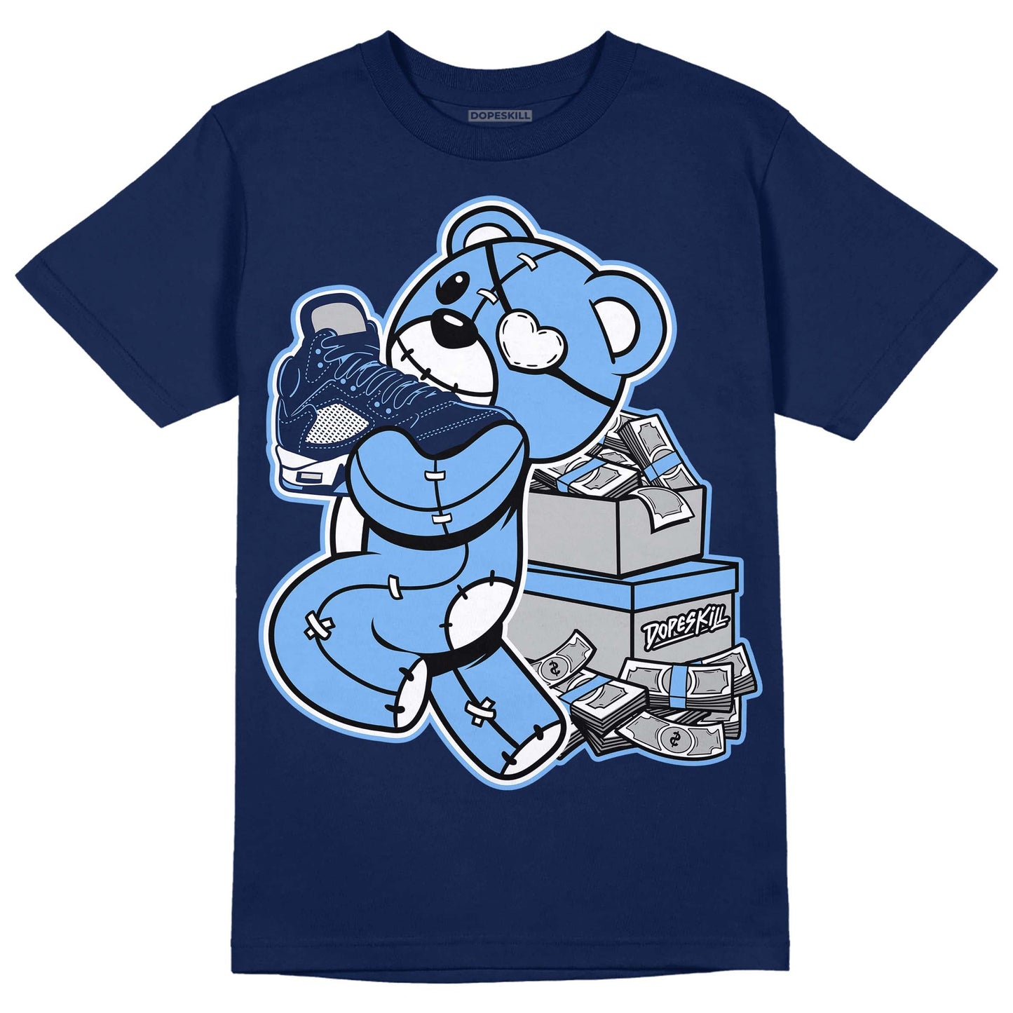 Midnight Navy 5s DopeSkill Navy T-Shirt Bear Steals Sneaker Graphic