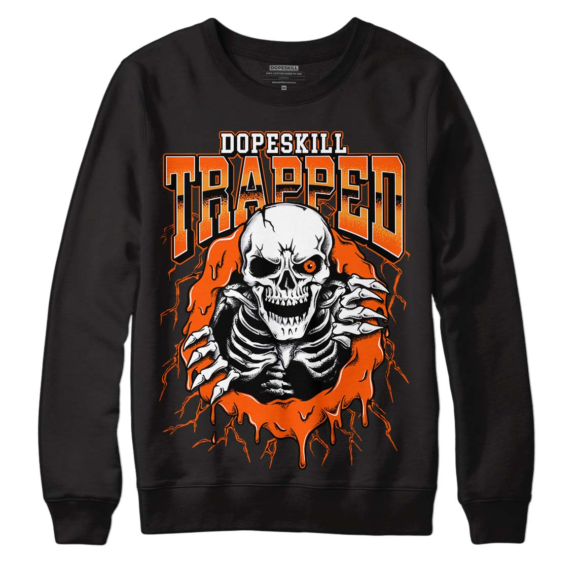 Brilliant Orange 12s DopeSkill Sweatshirt Trapped Halloween Graphic