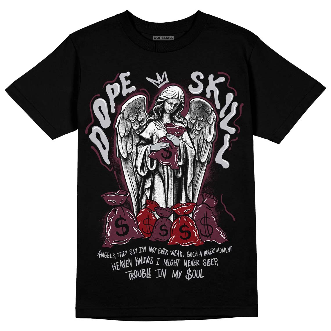 Burgundy 5s DopeSkill T-Shirt Angels Graphic