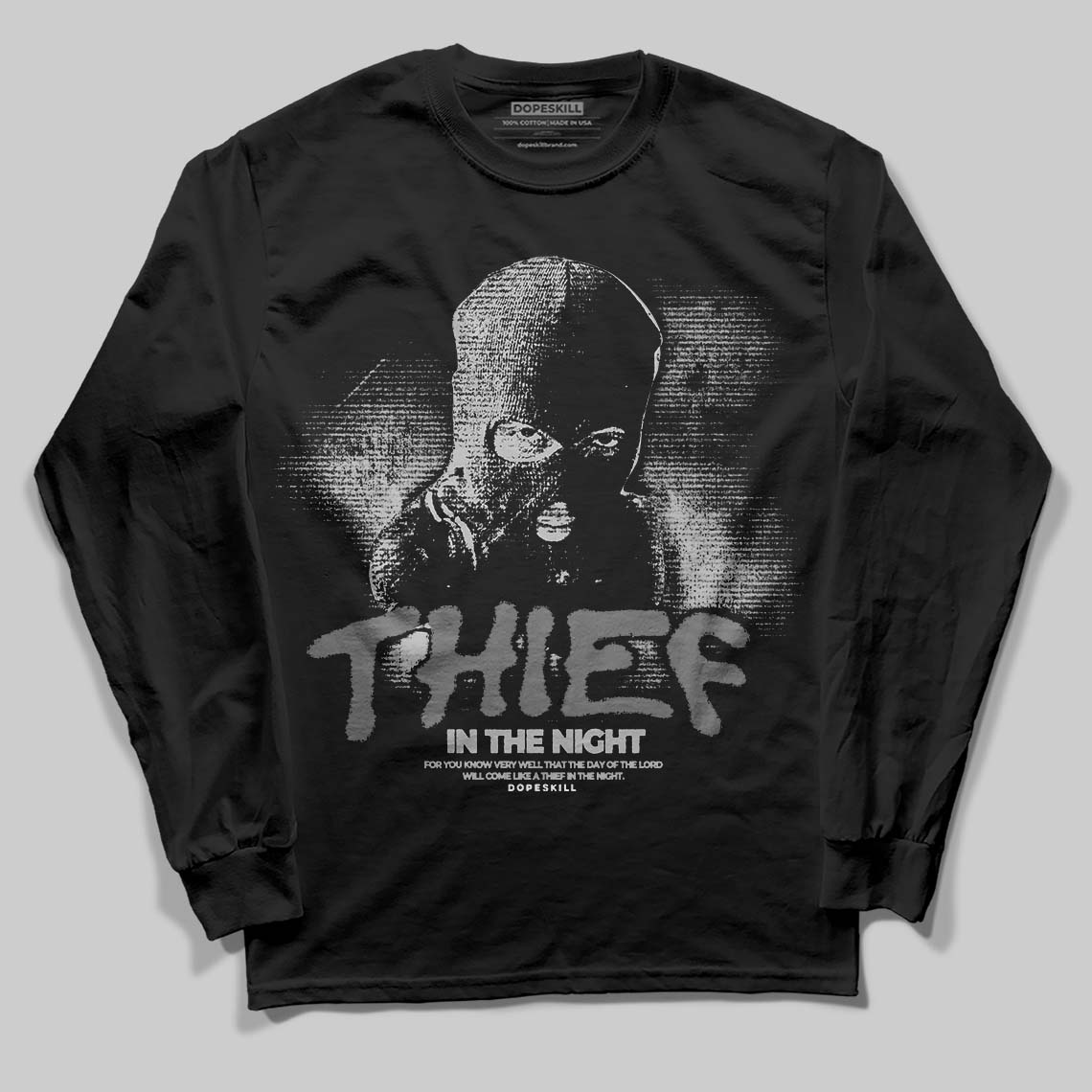 Grey Collection DopeSkill Long Sleeve T-Shirt Thief In The Night Graphic
