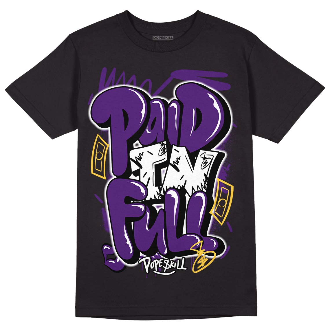 Field Purple 12s DopeSkill T-Shirt New Paid In Full Graphic
