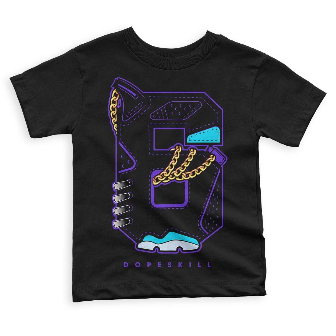 Aqua 6s DopeSkill Toddler Kids T-shirt No.6 Graphic