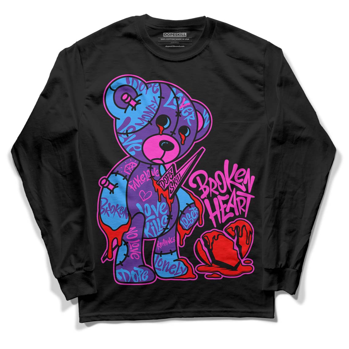 PURPLE Collection DopeSkill Long Sleeve T-Shirt Broken Heart Graphic