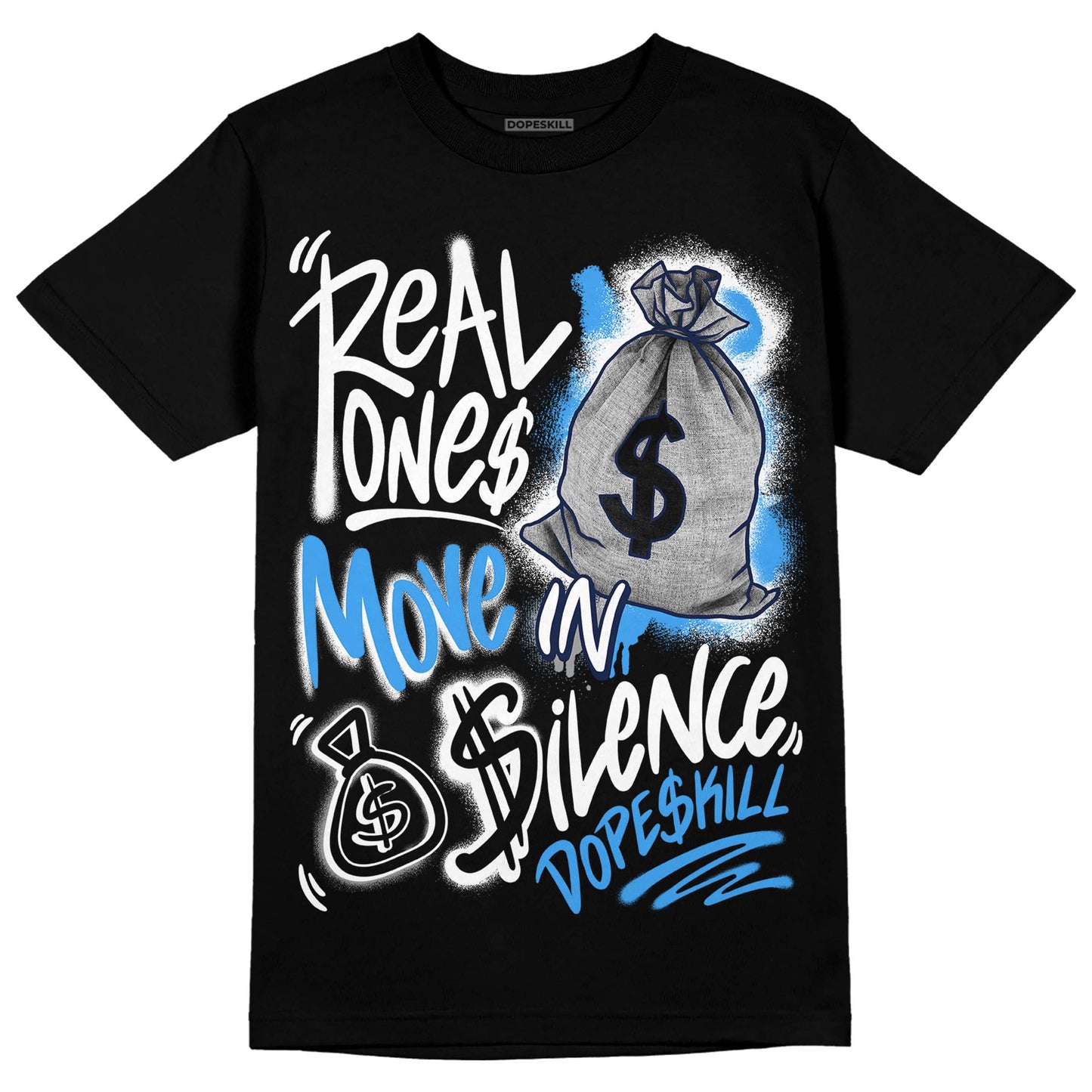 Midnight Navy 3s DopeSkill T-Shirt Real Ones Move In Silence Graphic