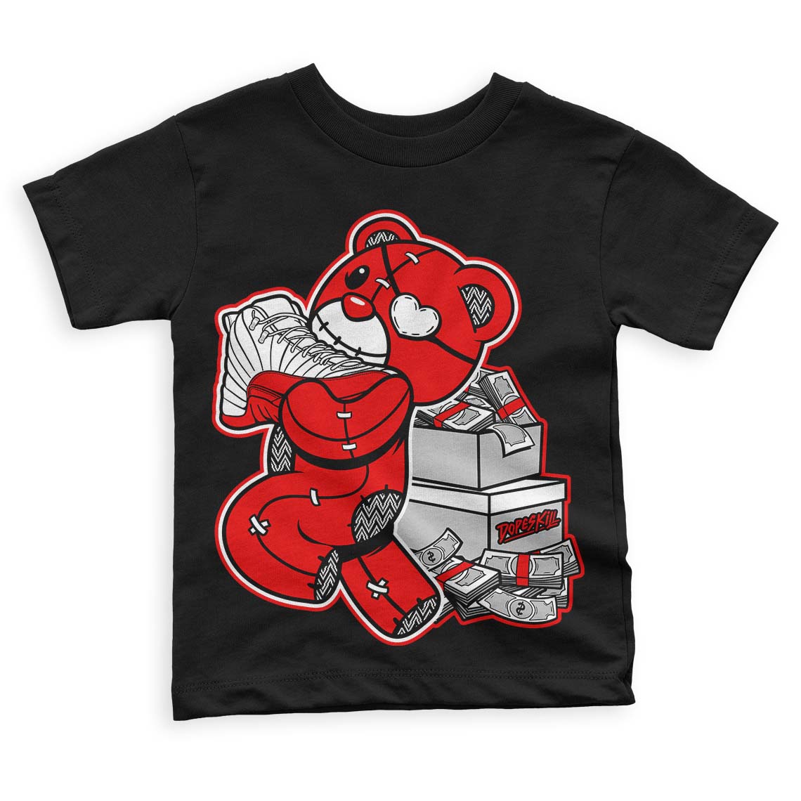 Cherry 12s DopeSkill Toddler Kids T-shirt Bear Steals Sneaker Graphic