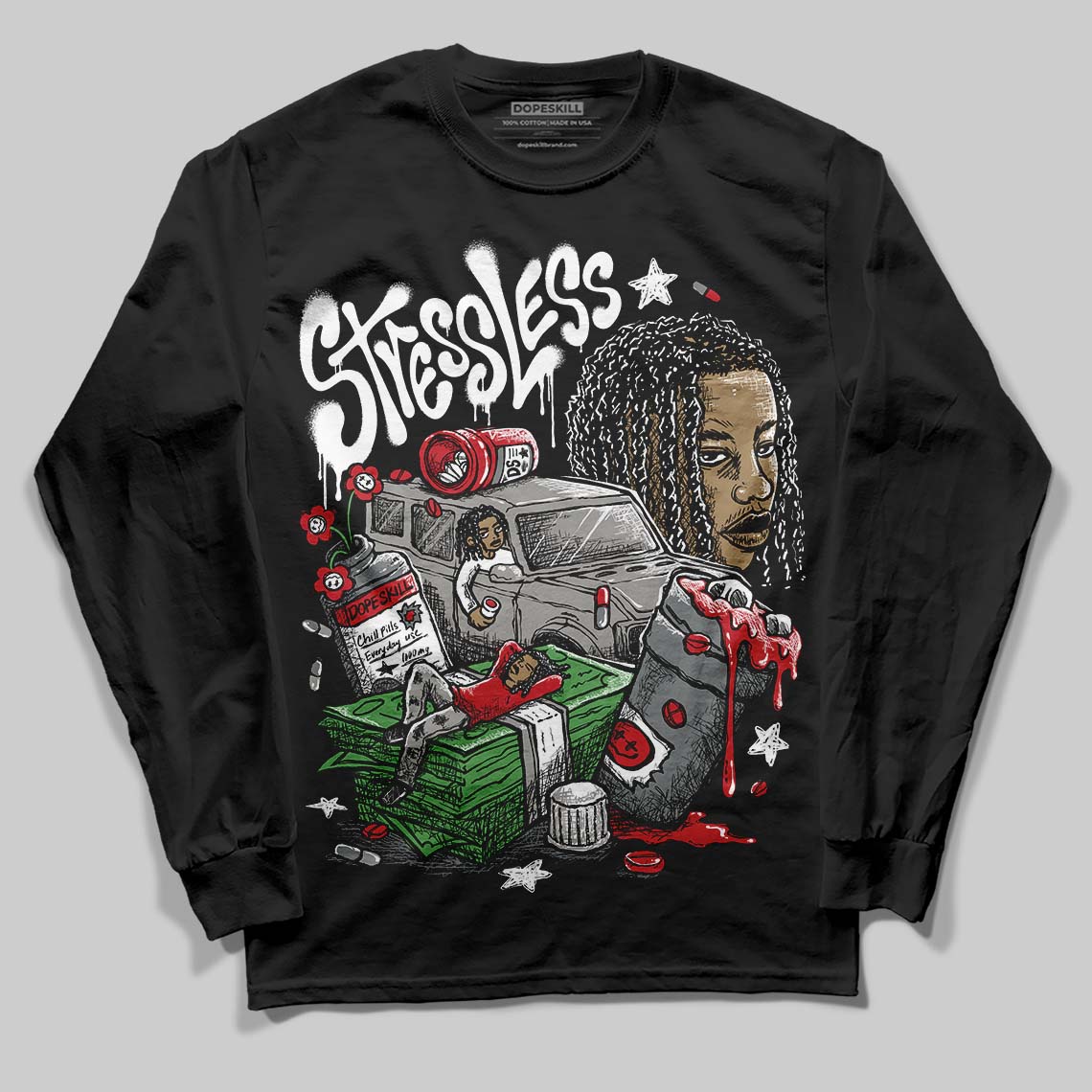 Cool Grey 9s DopeSkill Long Sleeve T-Shirt Stressless Graphic