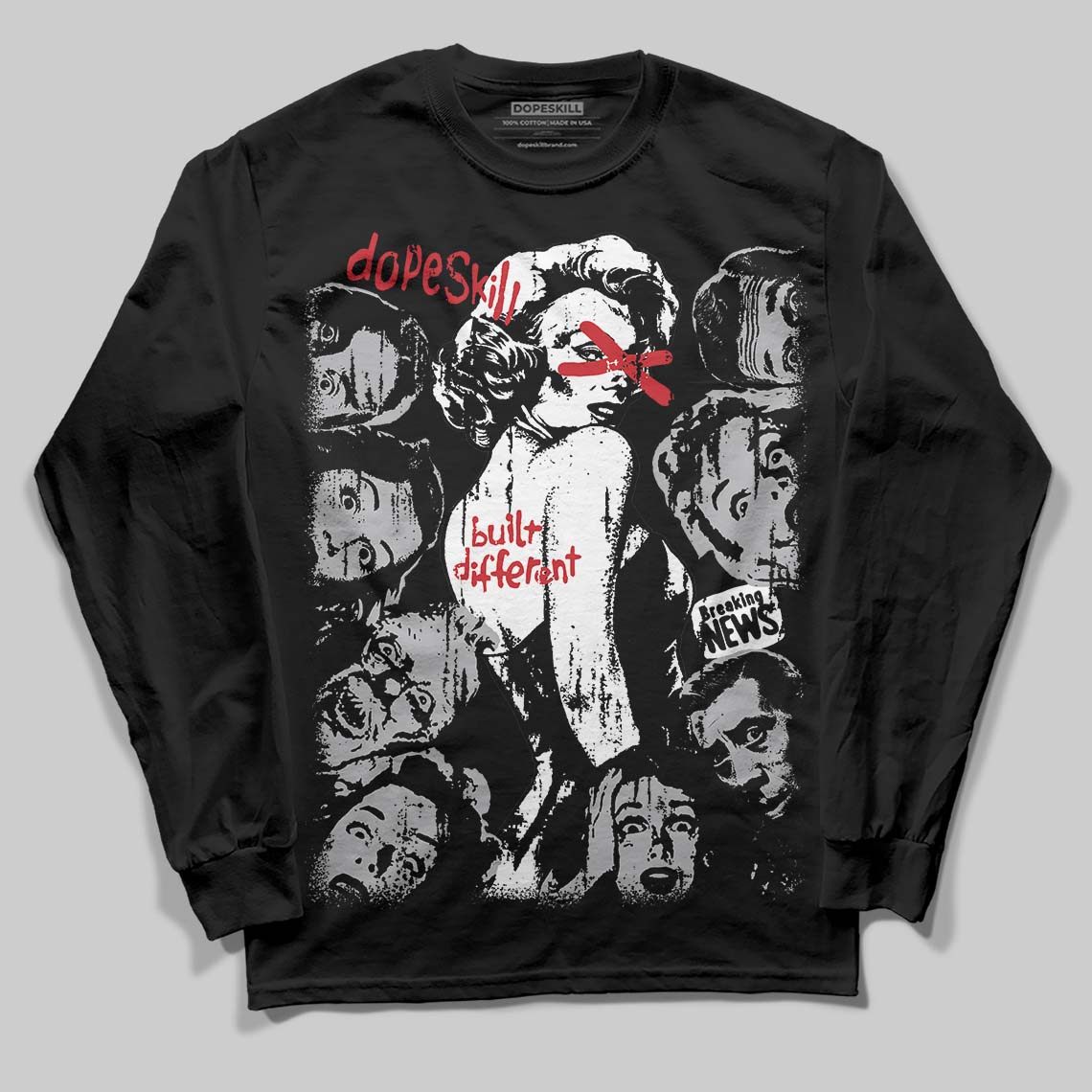 White Cement 4s DopeSkill Long Sleeve T-Shirt Built Different Graphic