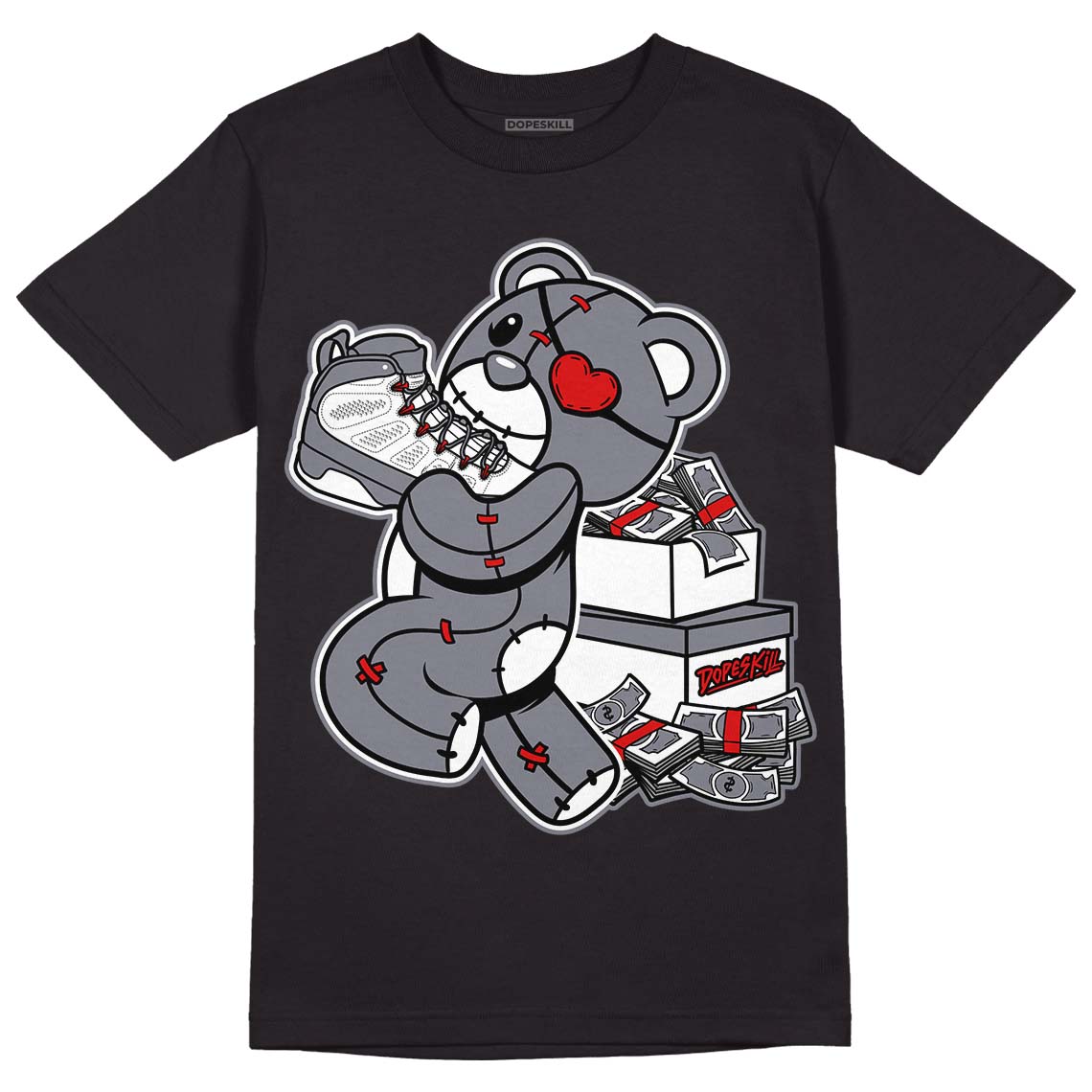 Fire Red 9s DopeSkill T-Shirt Bear Steals Sneaker Graphic