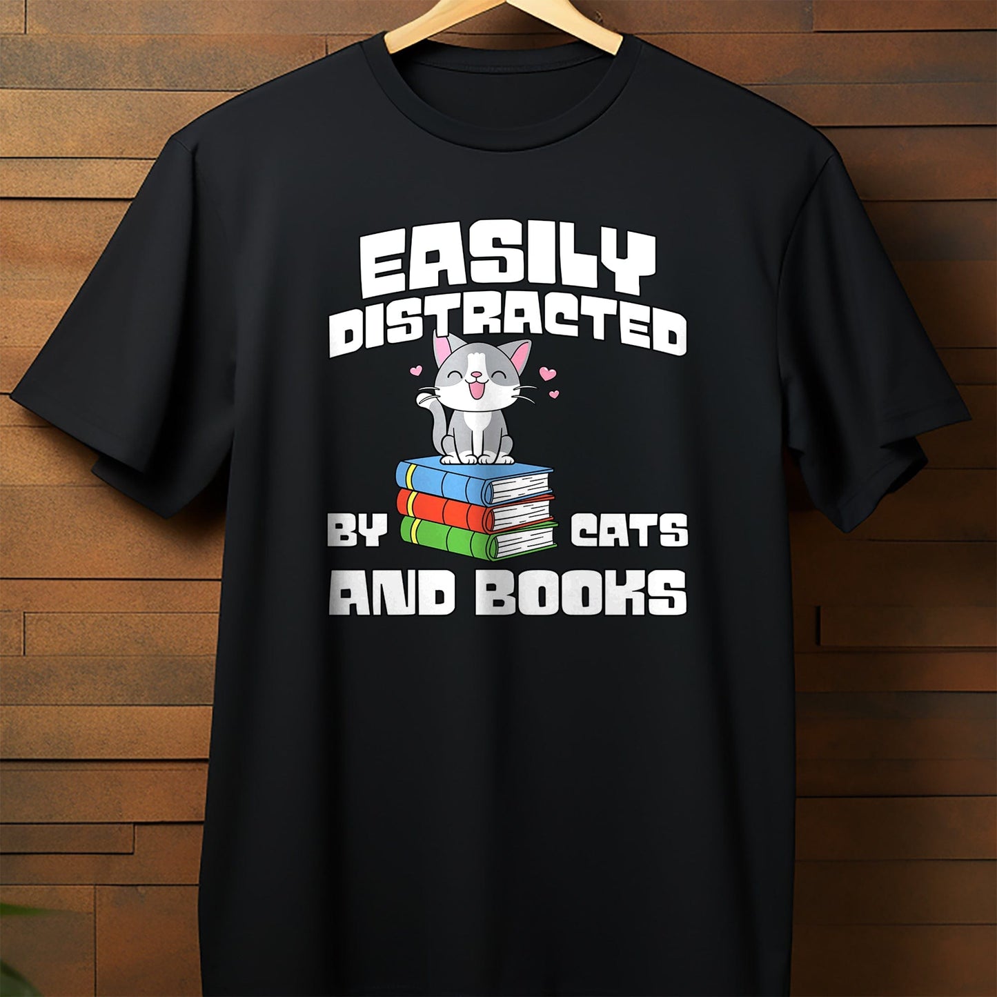 Distracted by Cats & Reading T-shirt