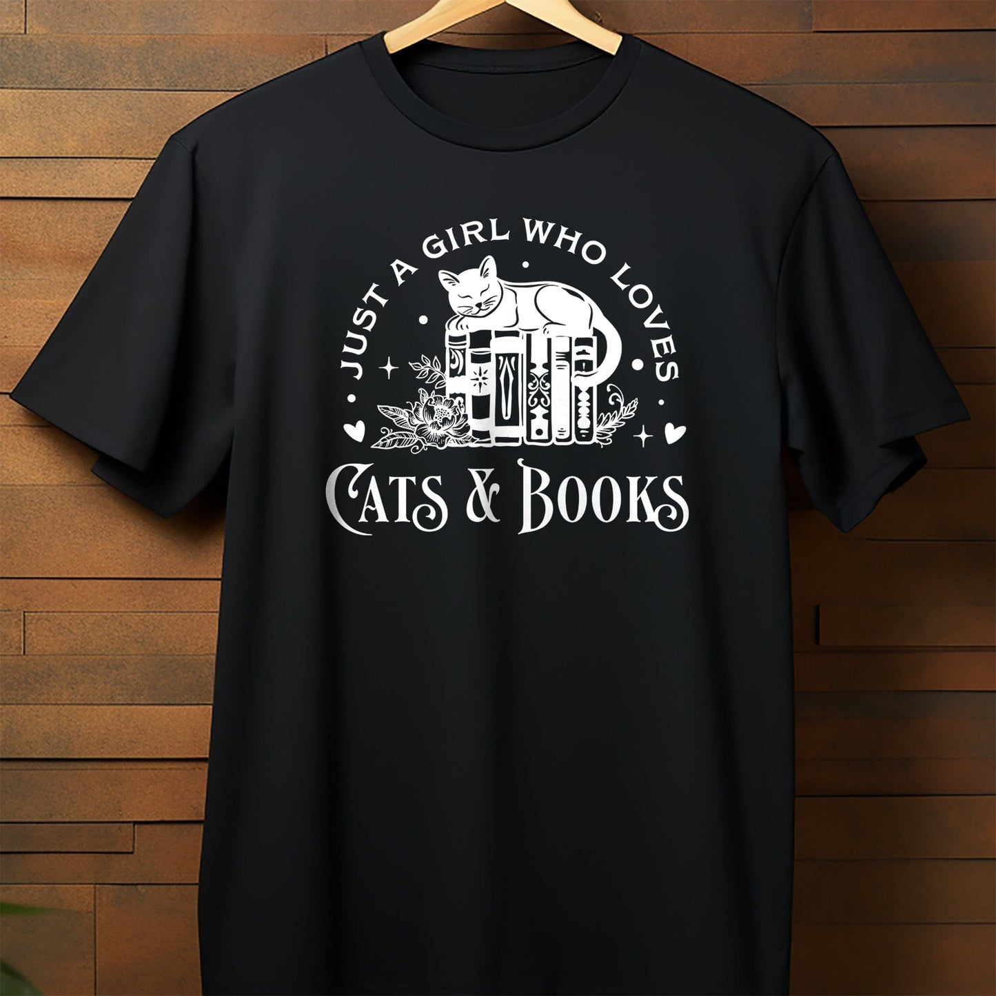 Just a Girl Who Whiskers, Cats & Books T-Shirt
