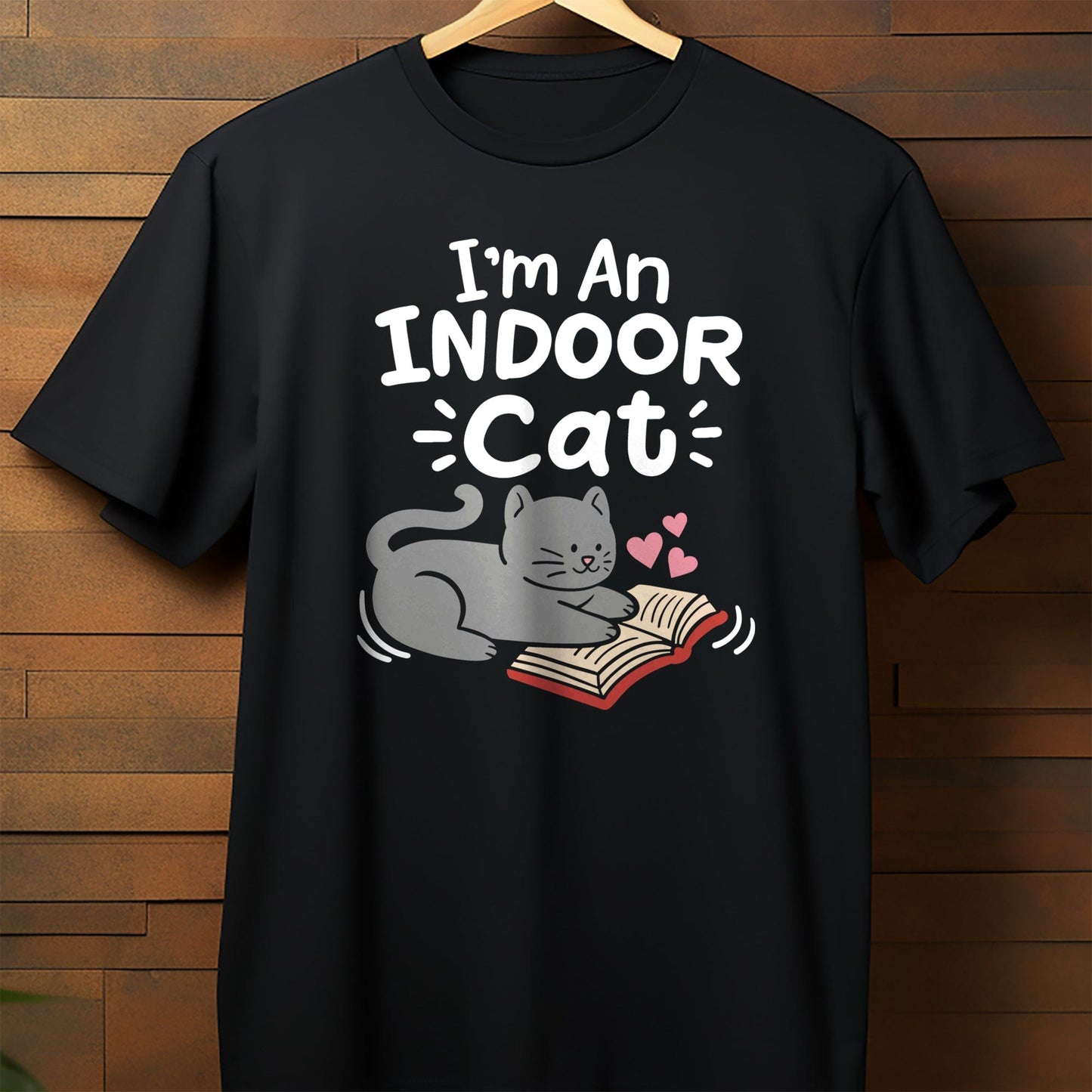 Indoor Cat Reading  Kids Tee