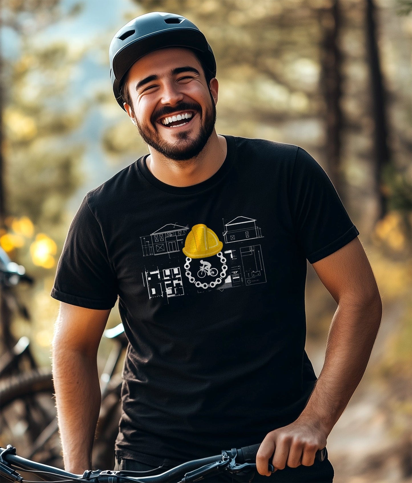 Cycling T-shirt Ride with A Helmet