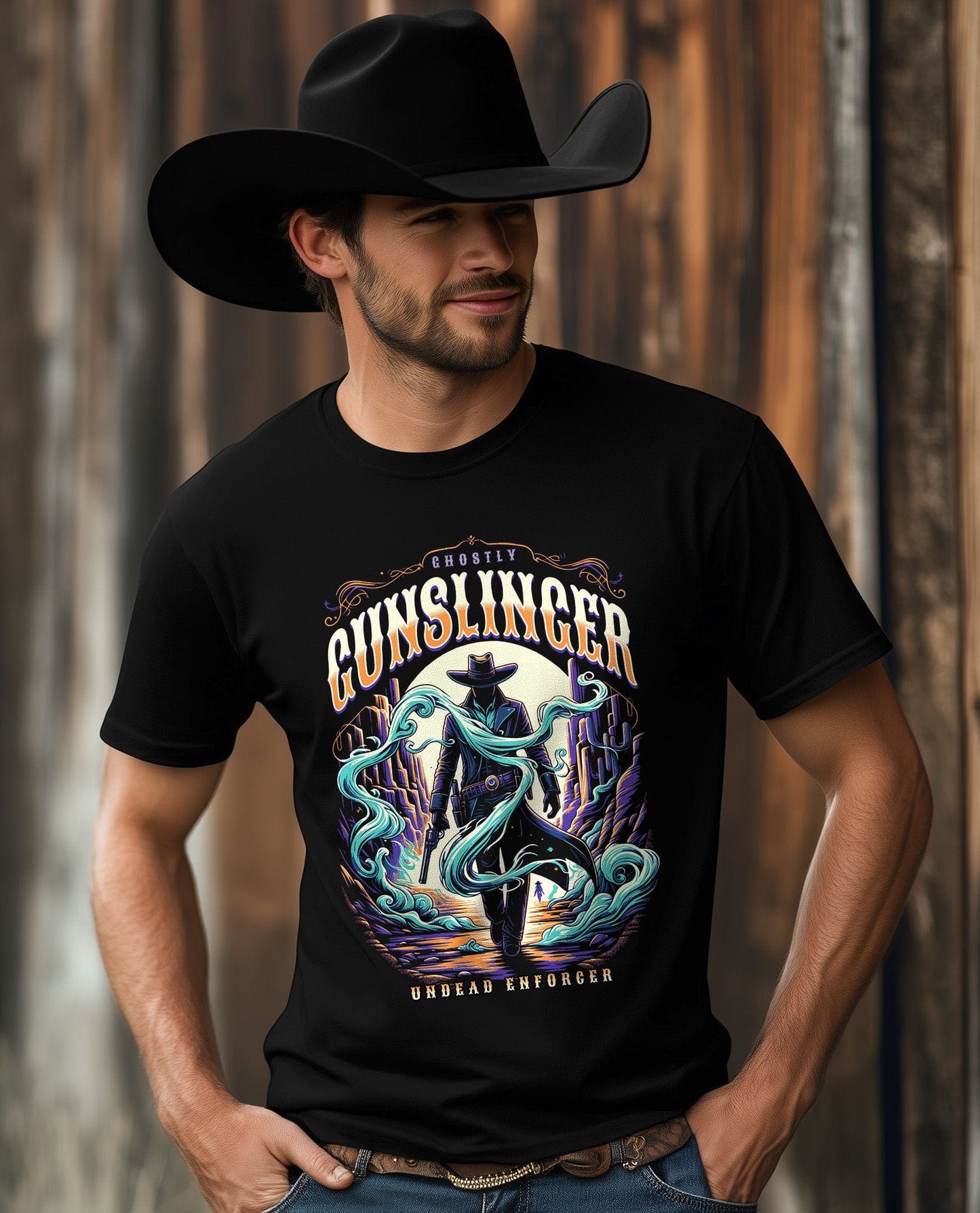 Ghostly Gunslinger T-shirt ‚Äì Saddle Up