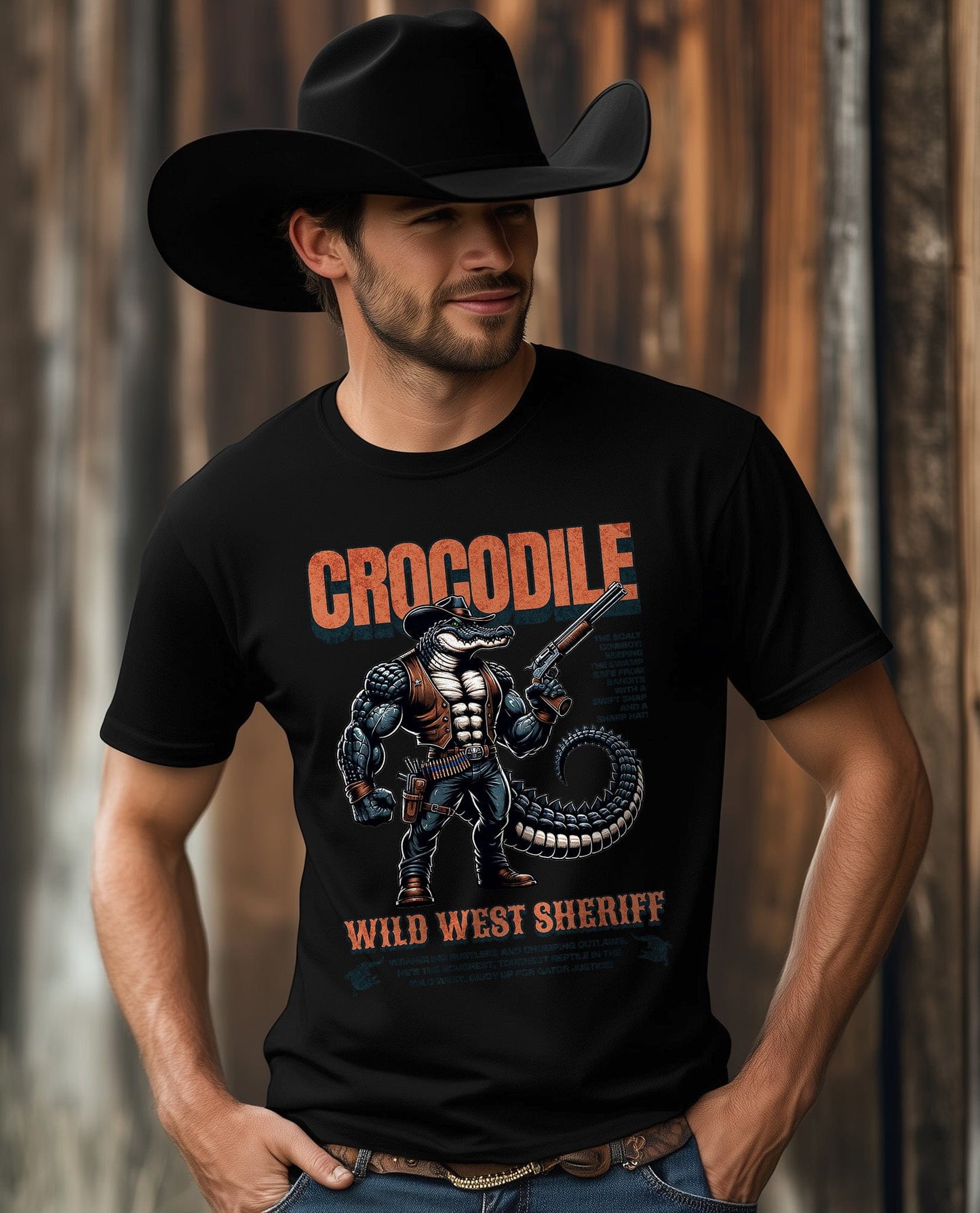 Crocodile Cowboy Wild West Sheriff T-shirt