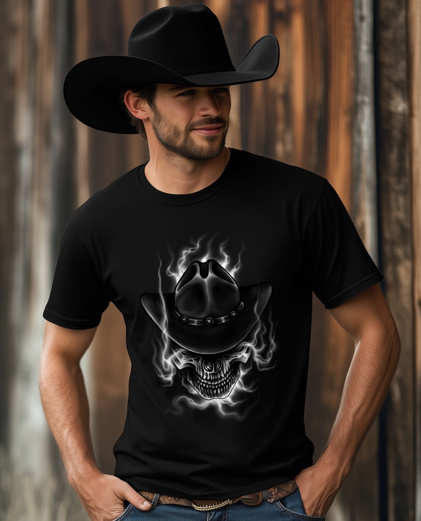 Justice T-Shirt - Skull in Cowboy Hat,