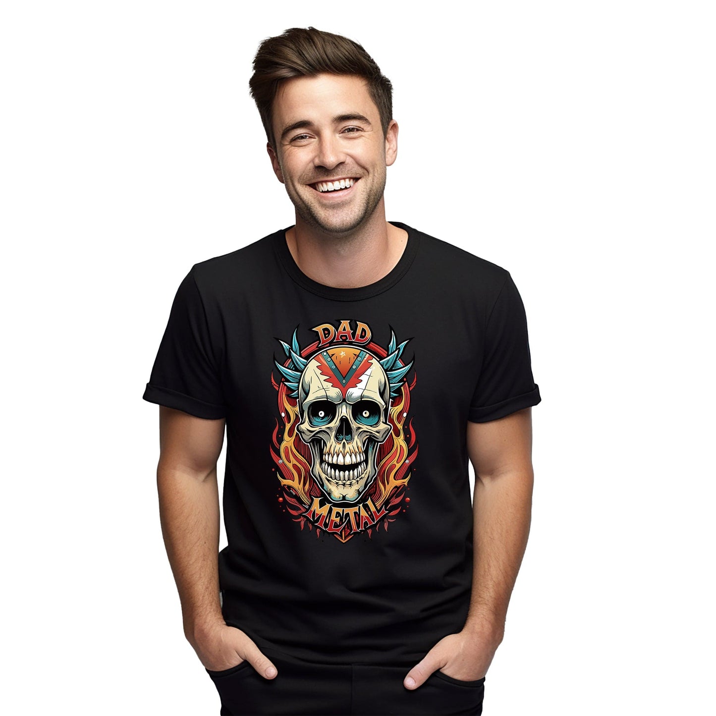 Dad Metal Skull TShirt Rock Out