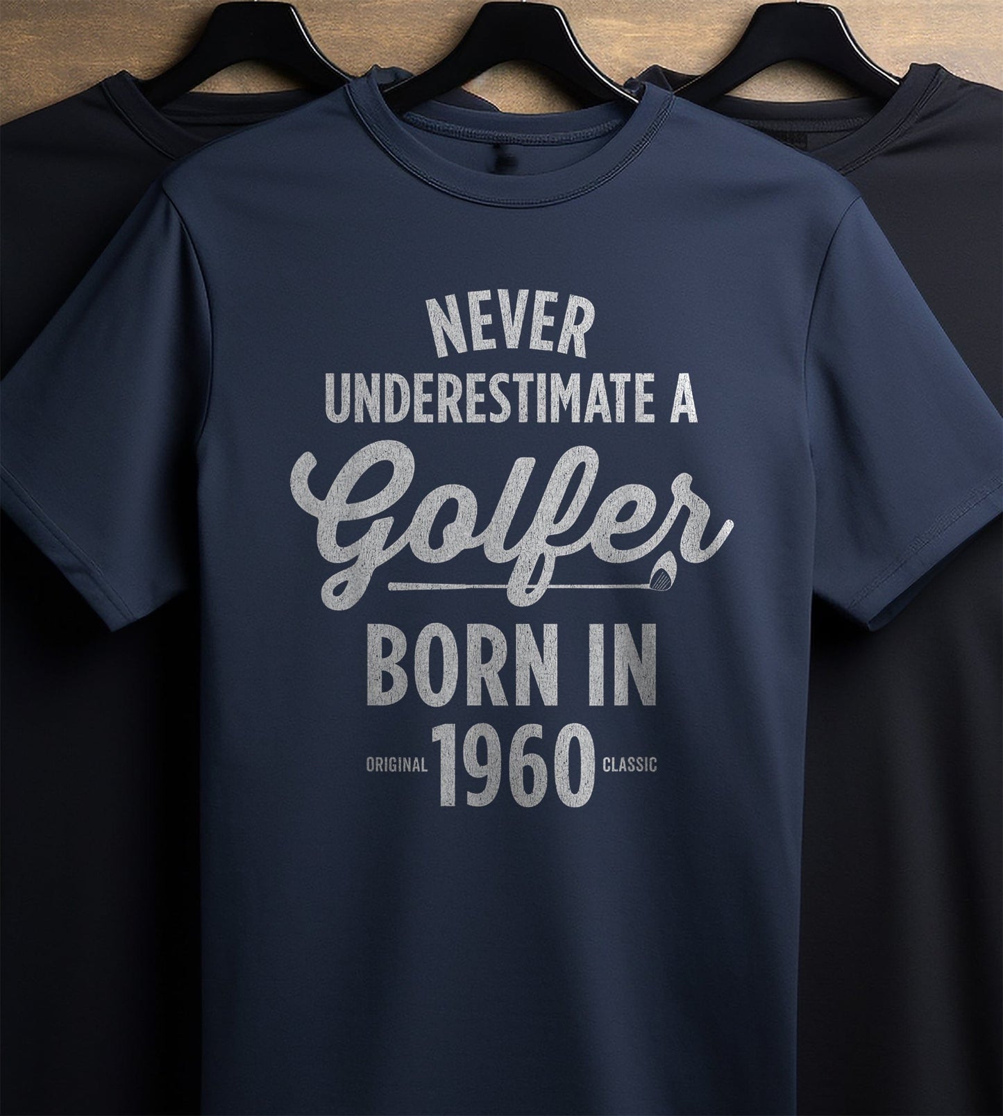 Never Underestimate a Golfer Born in 1960 t-shirt