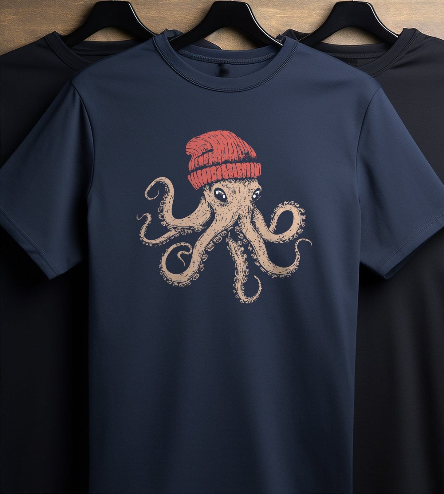 Octopus in a Beanie t-shirt