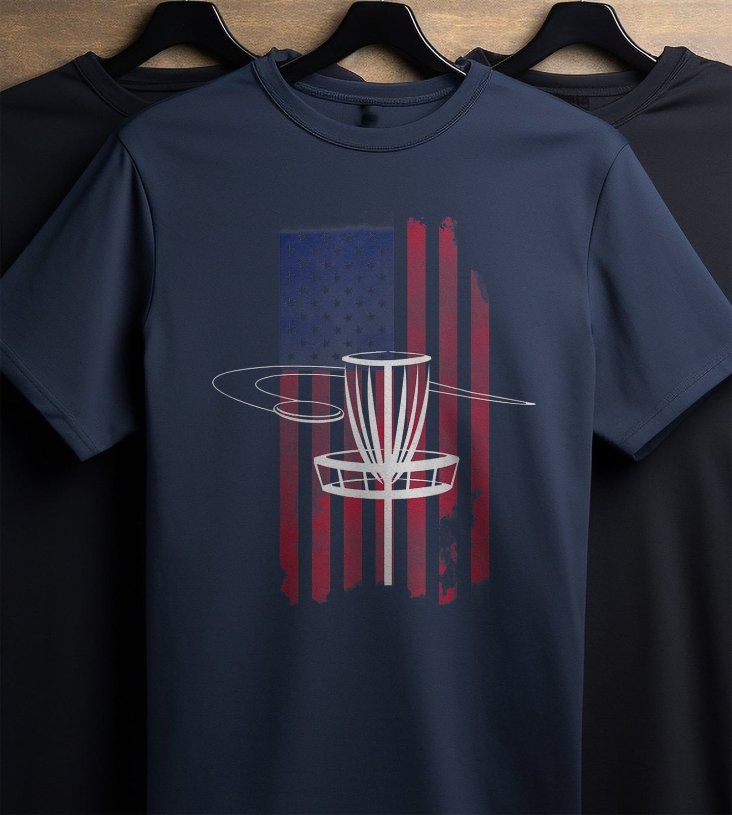 USA Flag Disc Golf T-Shirt Swing