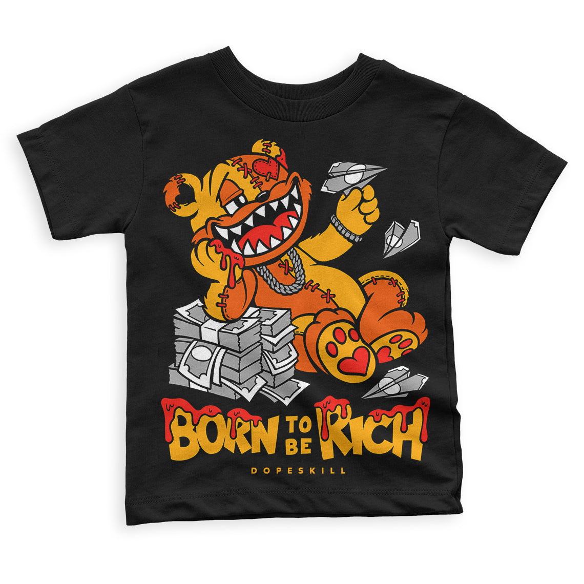 Black Taxi 12s DopeSkill Toddler Kids T-shirt Born To Be Rich Graphic