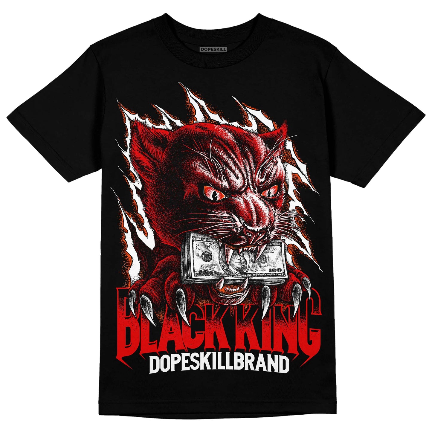 Red Cement 4S DopeSkill T-Shirt Black King Graphic