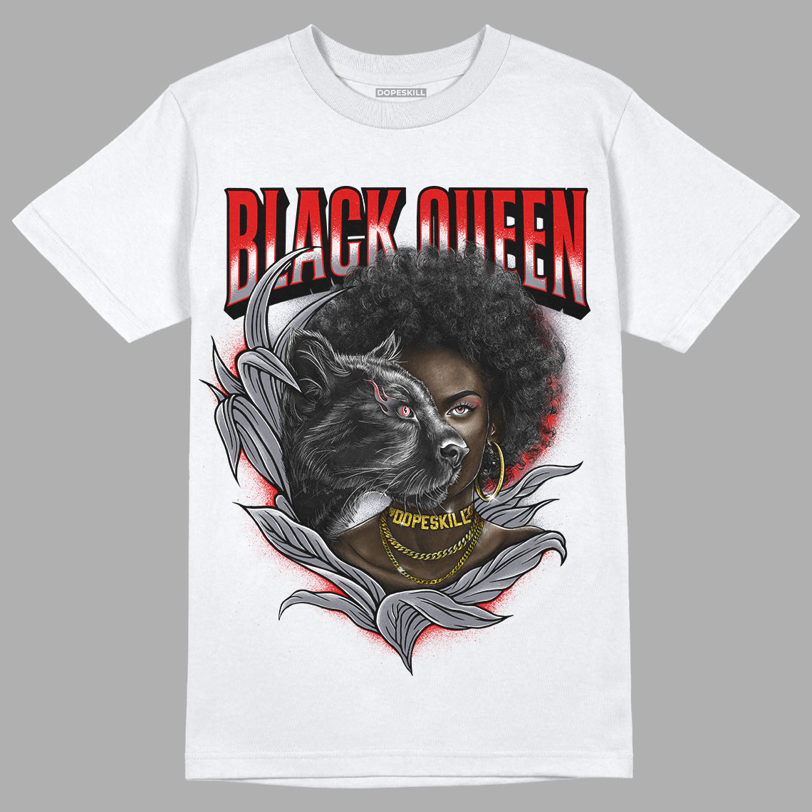 Fire Red 9s DopeSkill T-Shirt New Black Queen Graphic