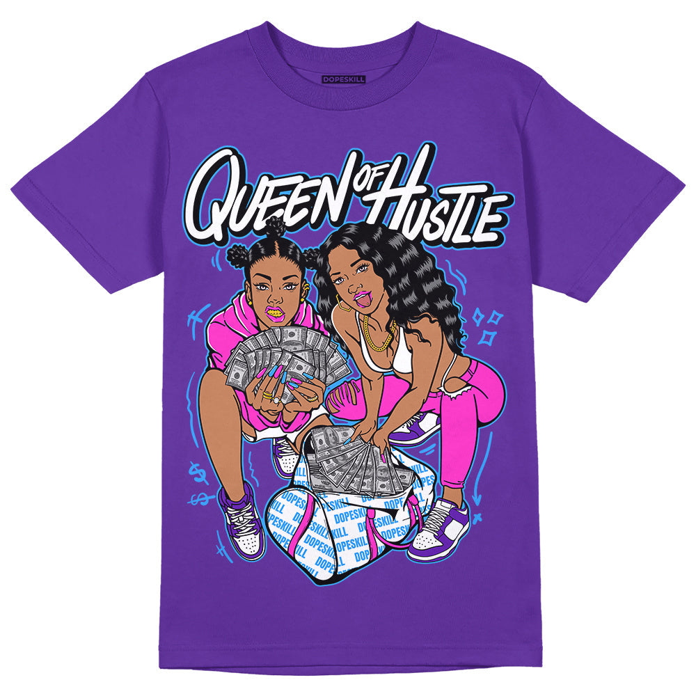 Dunk Purple Championship Court White DopeSkill Purple T-shirt Queen Of Hustle Graphic