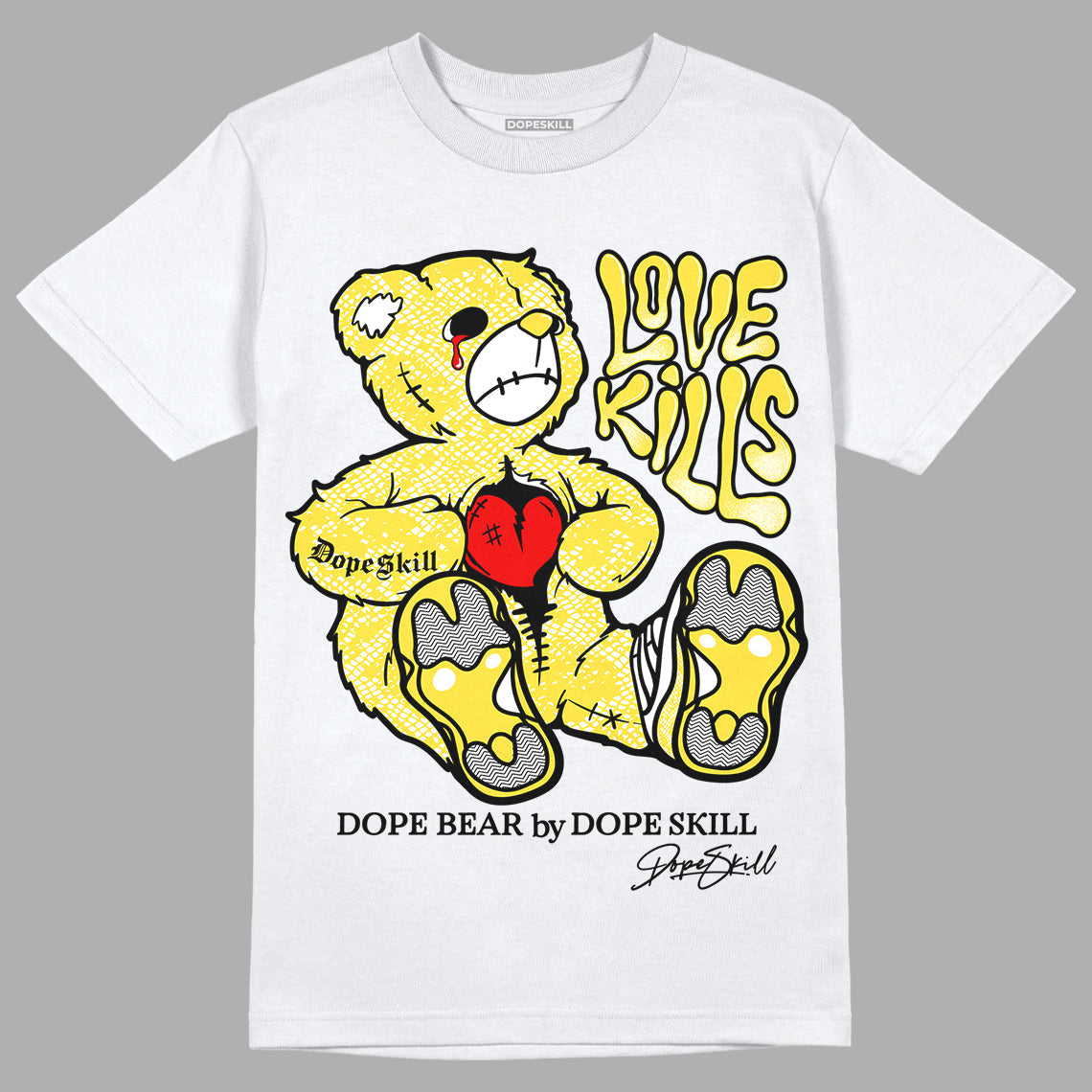 Yellow Snakeskin 11s DopeSkill T-Shirt Love Kills Graphic
