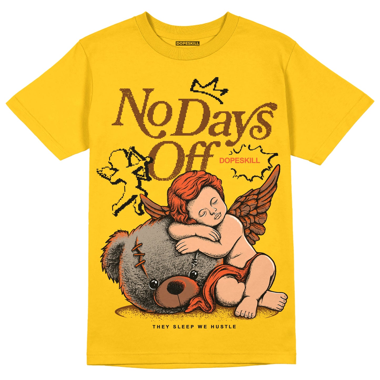 Yellow Collection DopeSkill Gold T-shirt New No Days Off Graphic