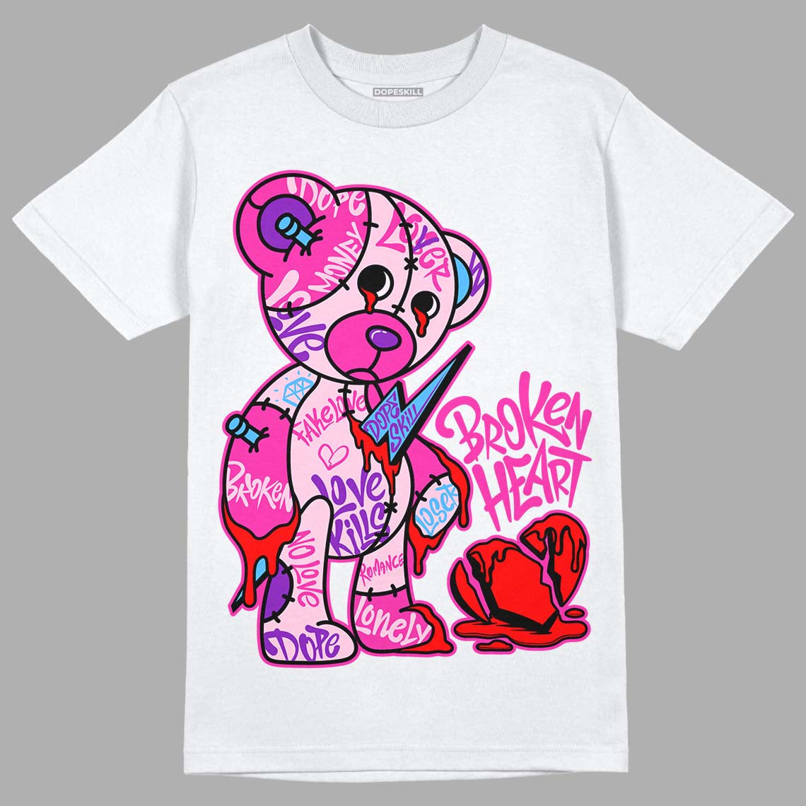 Triple Pink Dunk Low DopeSkill T-Shirt Broken Heart Graphic