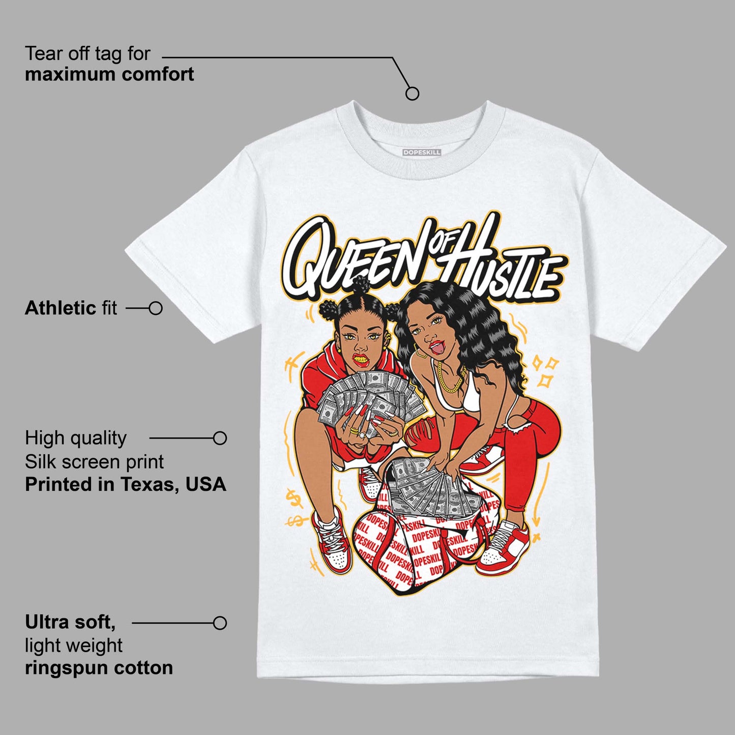 Dunk Low Gym Red DopeSkill T-Shirt Queen Of Hustle Graphic