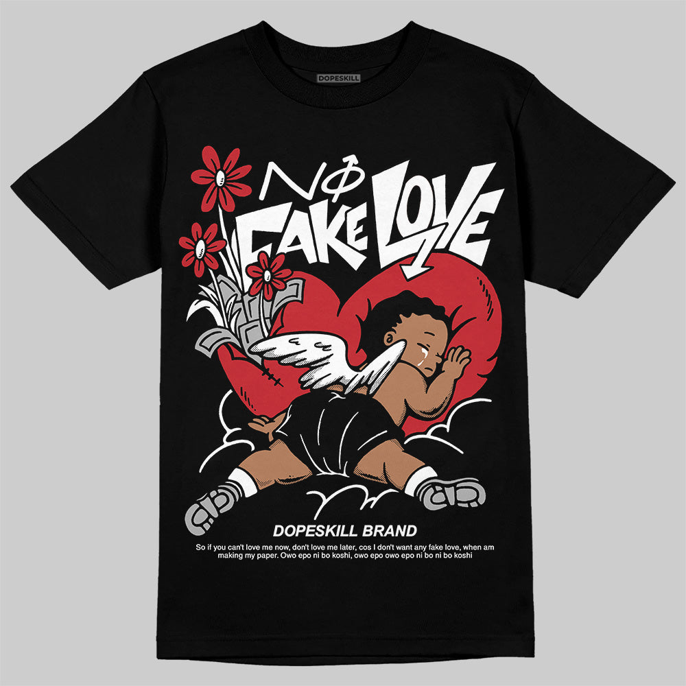 Bred Velvet 11s DopeSkill T-Shirt No Fake Love Graphic