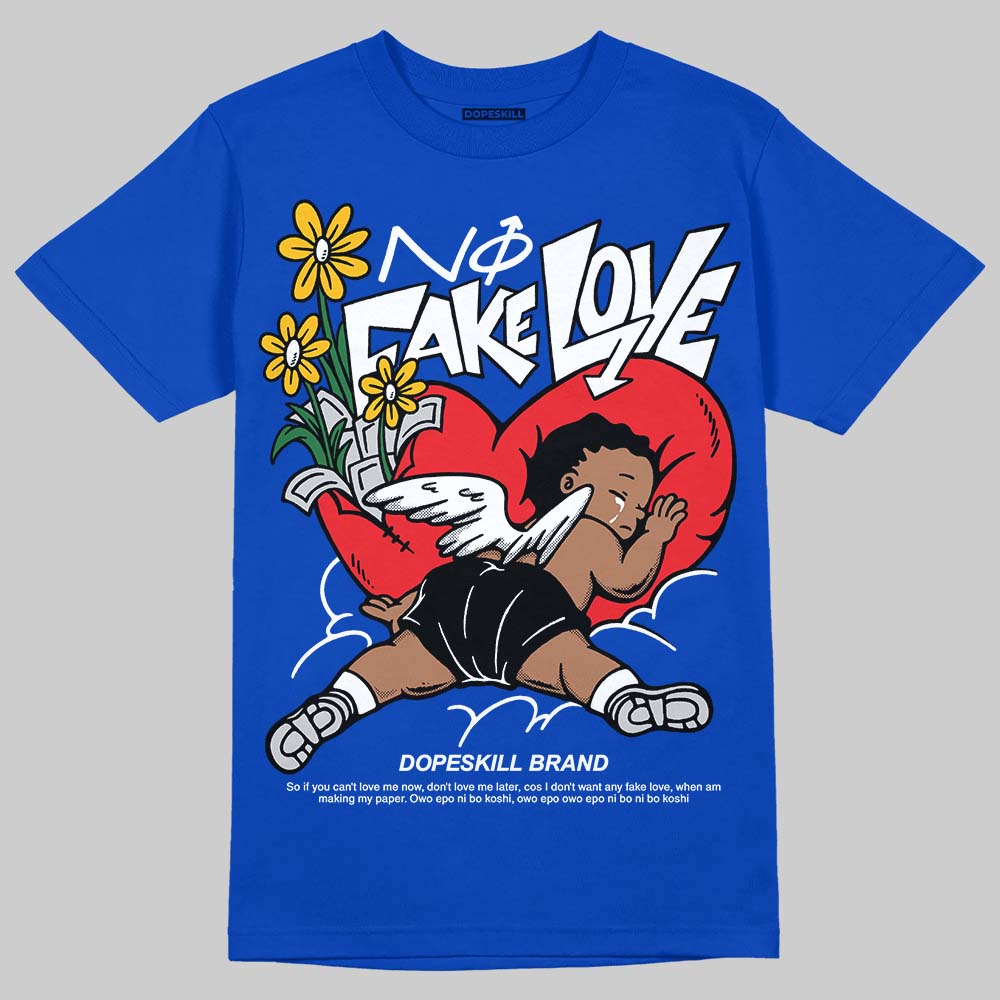 Blueberry 12s DopeSkill Royal T-shirt No Fake Love Graphic